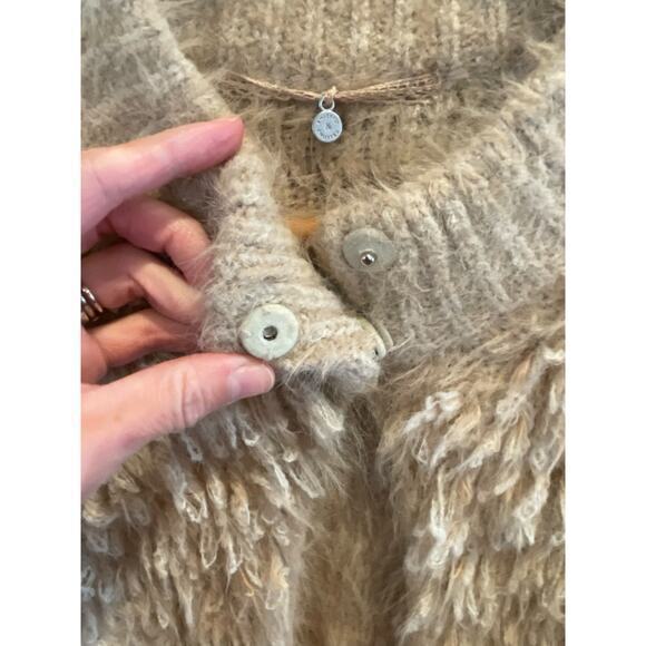 Anthropologie Knitted & Knotted Cardigan Boho‎ Short Sleeve Sweater Jacket Cream - Picture 13 of 13